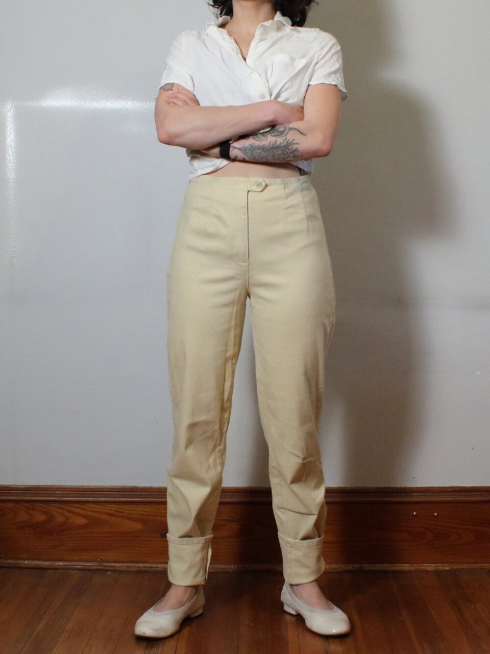Moda Intl Vintage 90s Cream Trousers Size 4
